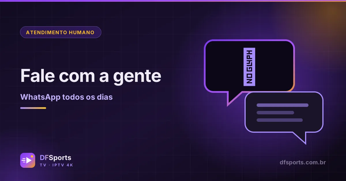 Balões de conversa representando o atendimento da DFSports TV