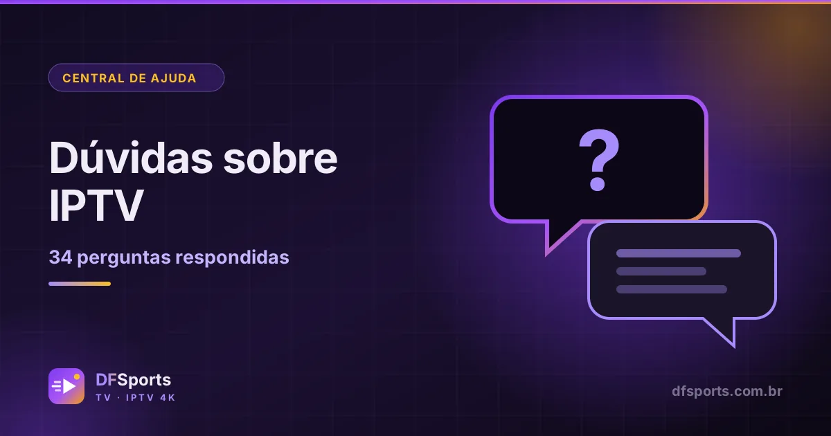 Balões de conversa com ponto de interrogação representando dúvidas sobre IPTV