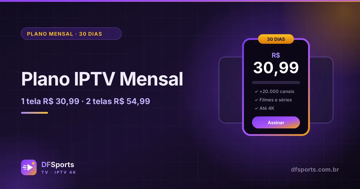 Cartão de preço do Plano IPTV Mensal por R$ 30,99