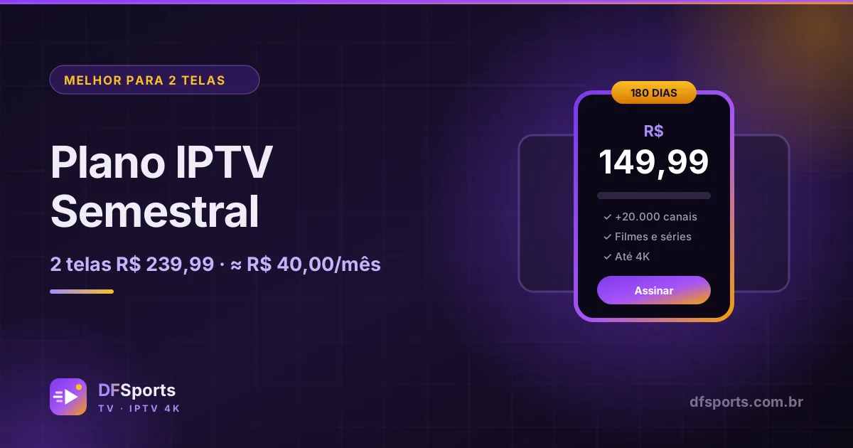 Cartão de preço do Plano IPTV Semestral por R$ 149,99