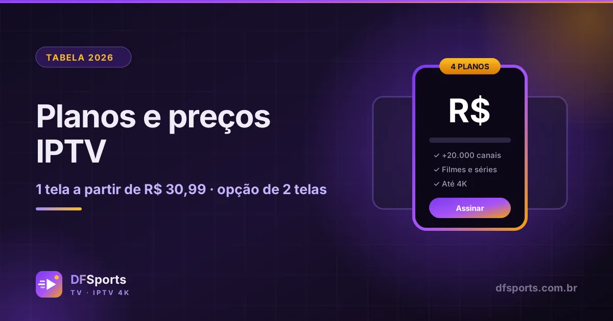 Cartões de preço dos planos IPTV da DFSports TV