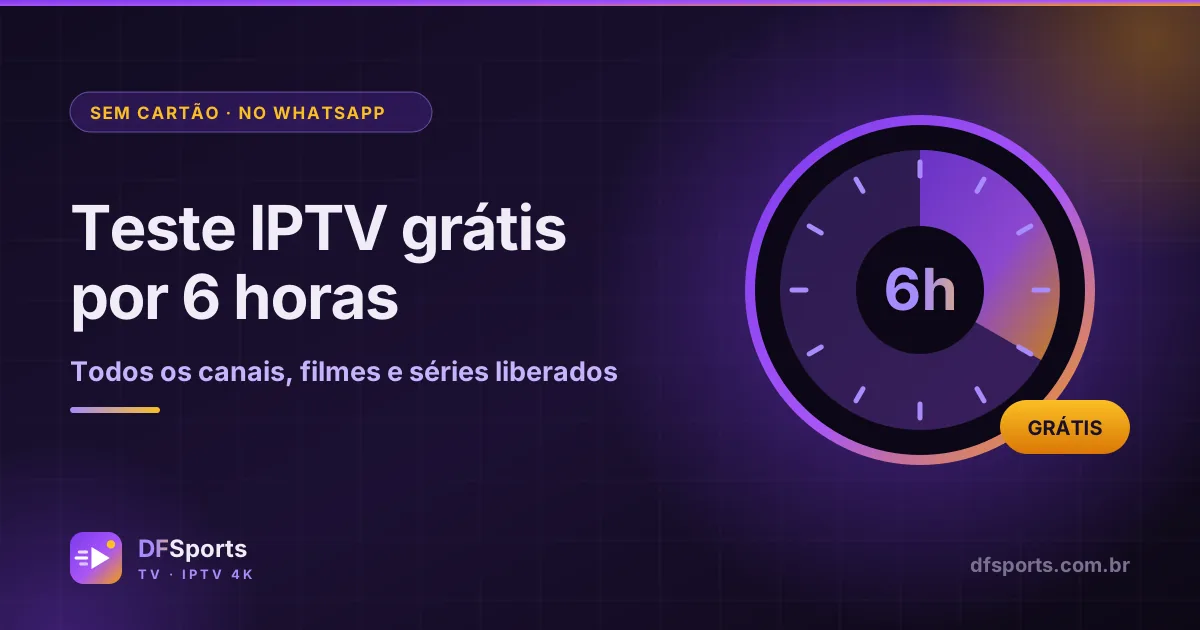 Relógio marcando 6 horas de teste IPTV grátis